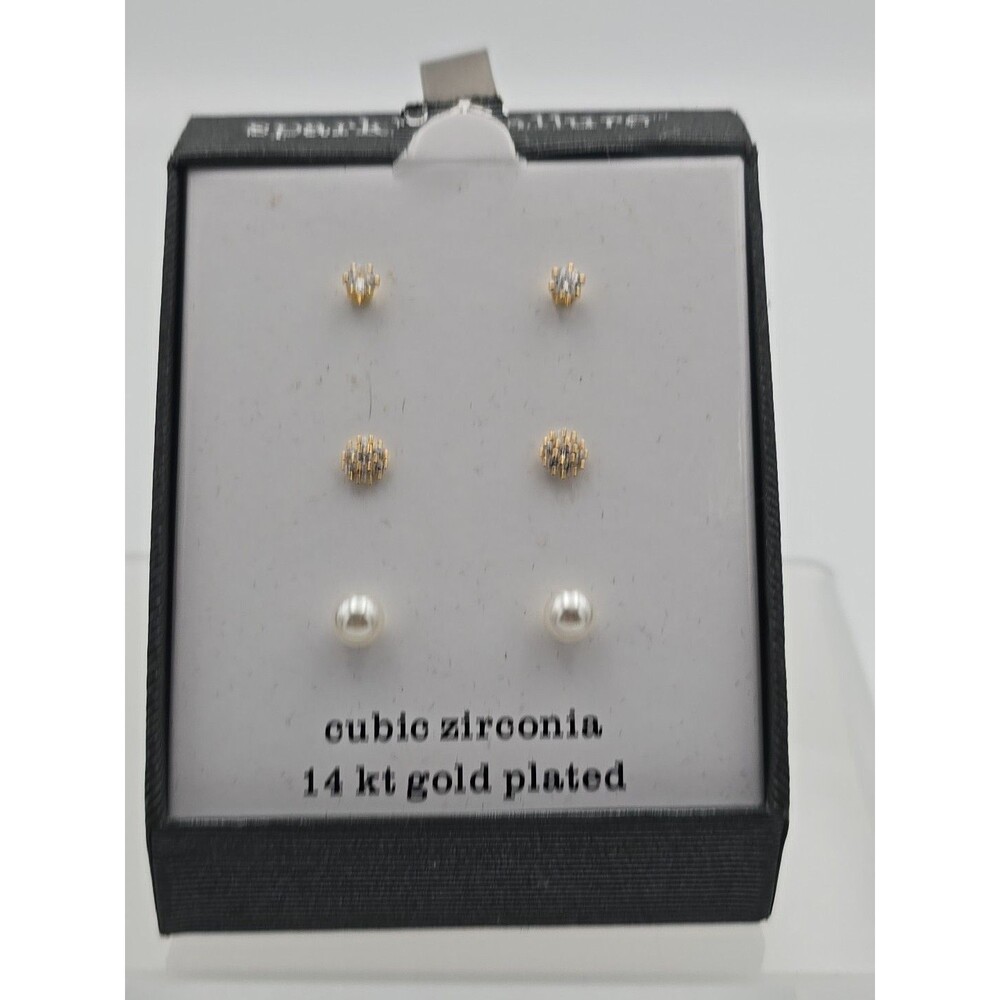 Sparkle Allure 3 Pair Of Earrings In Gift Box New